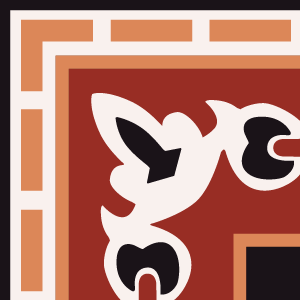 Border corner tile Imperial I Esquina with bands and lines, arches and curves, classical ornament